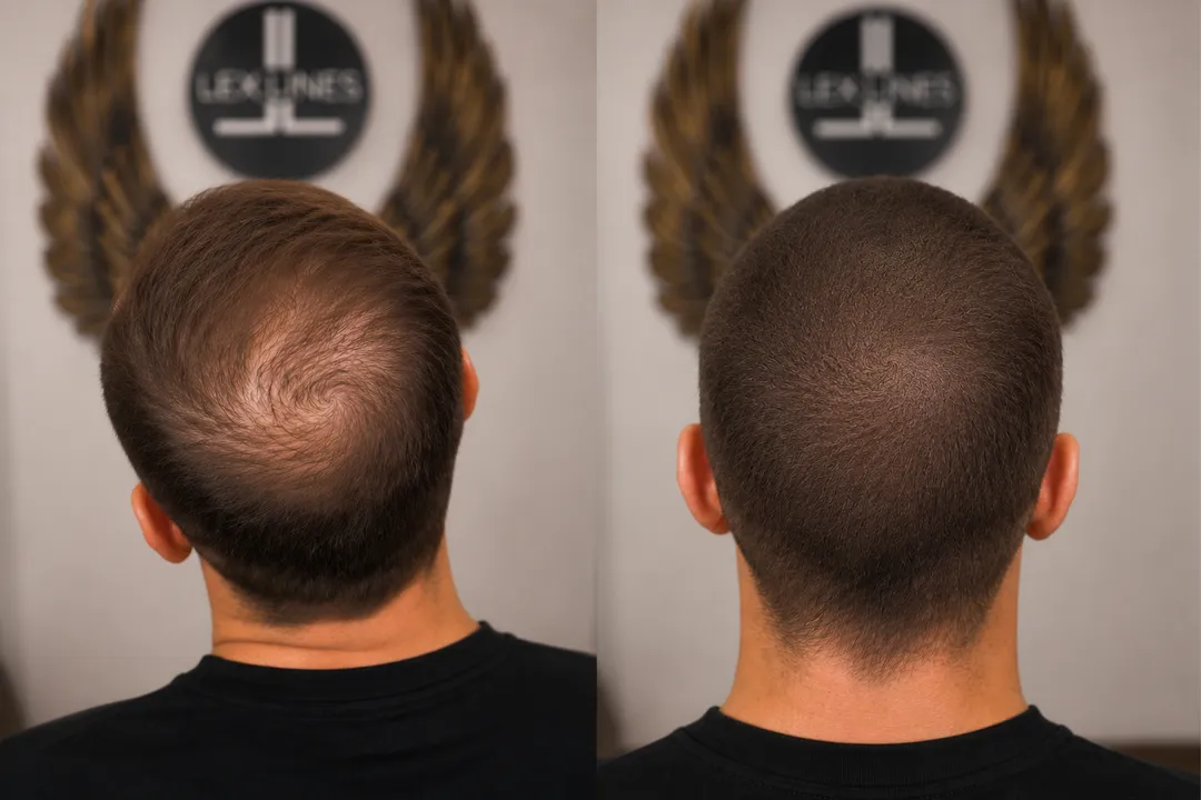 Haarpigmentierung Männer, Hinterkopf und Tonsur Vorher und Nachher