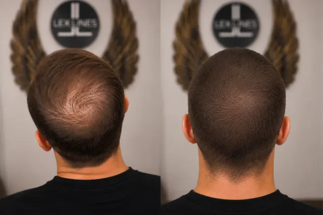 Haarpigmentierung Männer, Hinterkopf und Tonsur Vorher und Nachher