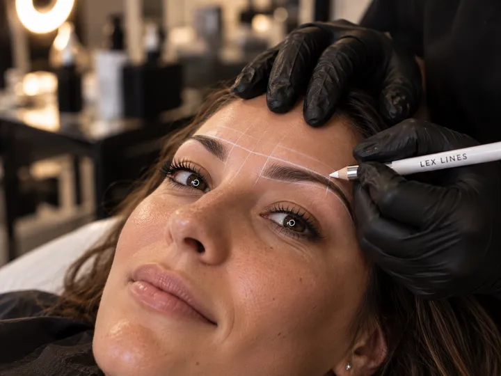 Brow-Mapping und Vorzeichnung der Augenbrauen im Studio Lex Lines
