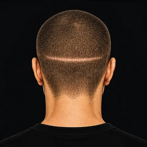 Illustration Narben nach Haartransplantation
